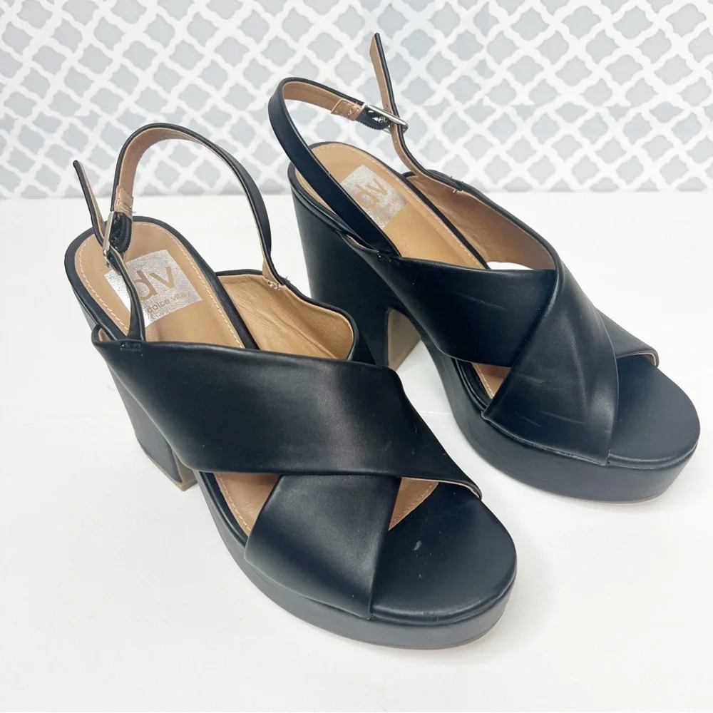 NWT DV Dolce Vita Black Cypress Platform Wedge Sandals